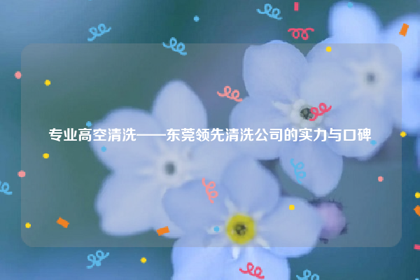 专业高空清洗——东莞领先清洗公司的实力与口碑